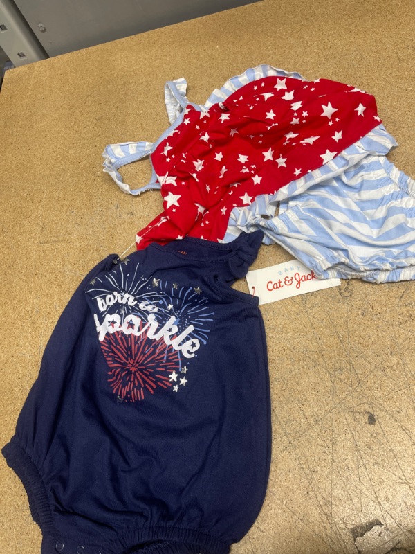 Photo 2 of Baby Girls' 2pk Americana Romper - Cat & Jack™ Navy Blue Size: 12M
