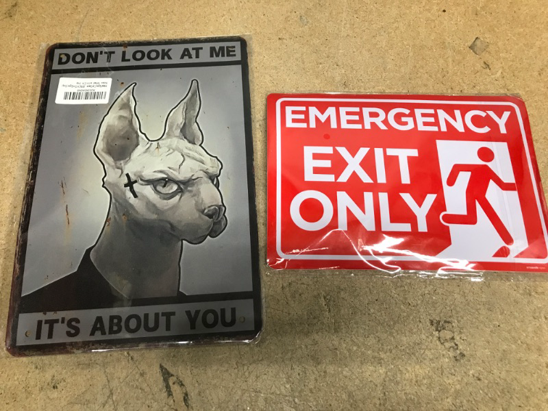 Photo 1 of 2 Sign Bundle- Emergency Exit Only Sticker 4 Pack 10"x 7" Emergency Exit Only Alarm Will Sound Sign Premium Self-Adhesive Vinyl