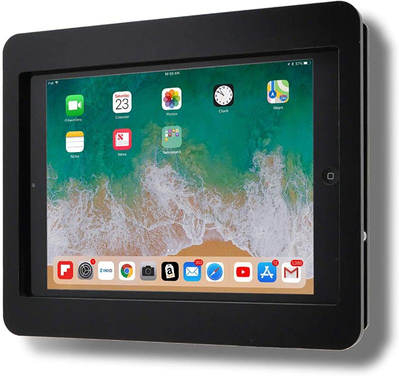 Photo 1 of TABcare Anti-Theft Acrylic VESA Enclosure for Apple iPad 2/3/4 9.7" with Free Wall Mount Kit & 90-Degree Angle Charge Cable (iPad 2/3/4 9.7", Black) iPad 2/3/4 9.7" 