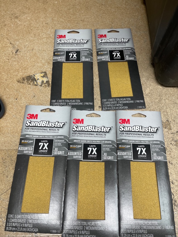 Photo 2 of 3M Company 5 Sheets Assorted Sandblaster Sandpaper 5pk