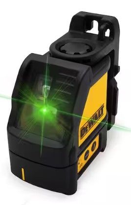 Photo 1 of 100 ft. Green Self-Leveling Cross Line Laser Level with (3) AA Batteries & Case
