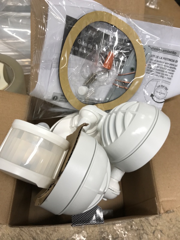 Photo 2 of 180° White Motion Activated Sensor Twin-Head Round Outdoor Integrated LED Security Flood Light