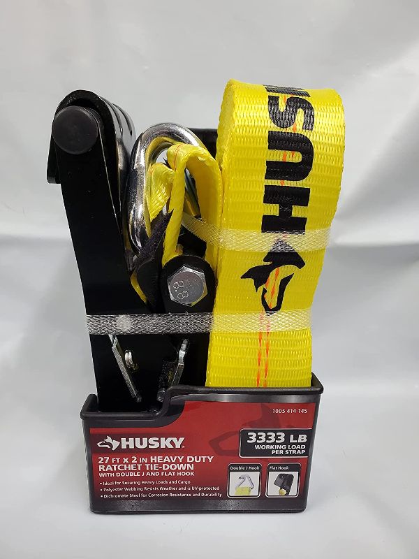 Photo 1 of **MISSING RATCHET**
Husky Tools 27 ft x 2 in Heavy Duty Ratchet Tie-Down, 3333 lb Working Load