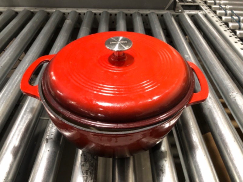 Photo 4 of **NOT PACKAGED**
Amazon Basics Enameled Cast Iron Covered Dutch Oven, 6-Quart, Red
