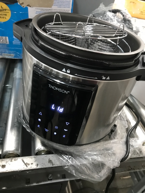 Photo 2 of Thomson TFPC607 9-in-1 Pressure Cooker and Air Fryer with Dual Lid, Slow Cooker and More, Digital Touch Display, 6.5 QT Capacity, Included Cooking Accessories - Stainless Steel