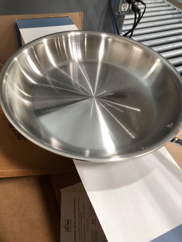 Photo 3 of All-Clad D3 Stainless Cookware, 12-Inch Fry Pan With Lid, Tri-Ply Stainless Steel, Professional Grade, Silver