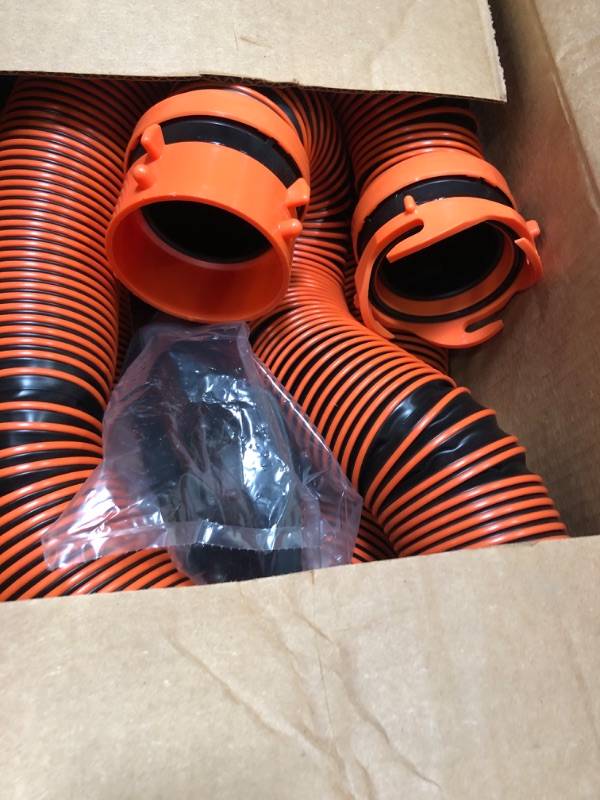 Photo 2 of Camco 21012 RhinoEXTREME 20ft RV Sewer Hose Kit | Includes Swivel Fitting and Translucent Elbow with 4-in-1 Dump Station Fitting | Storage Caps Included 20' Sewer Hose Kit Ships In Own Container