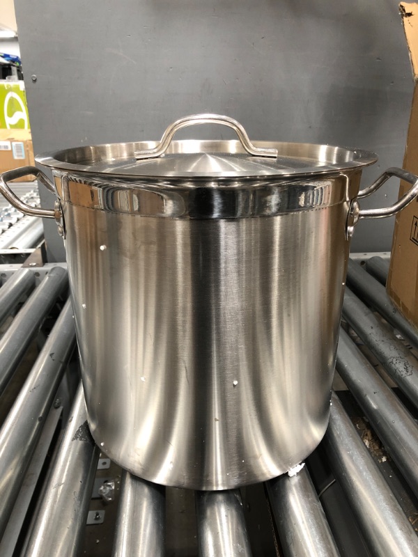 Photo 2 of Falaja Large Stock Pot Set- 20 Quart - Include Silicone Ladle, Slotted Spoon and Spatula - Stainless Steel Cooking Pot, Soup Pot with Lid, Big Pots for Cooking, Induction Pot Stew Pot Pozole Pot 20QT