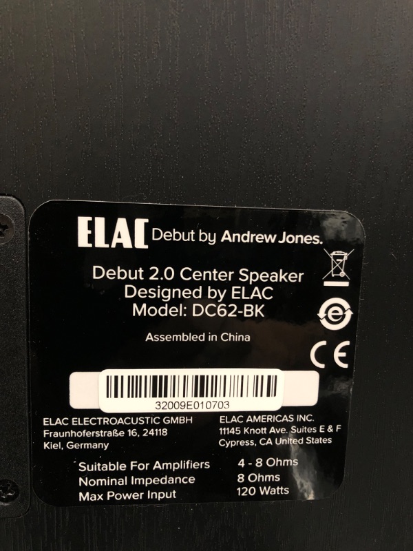 Photo 3 of ELAC Debut 2.0 C6.2 Center Speaker, Black