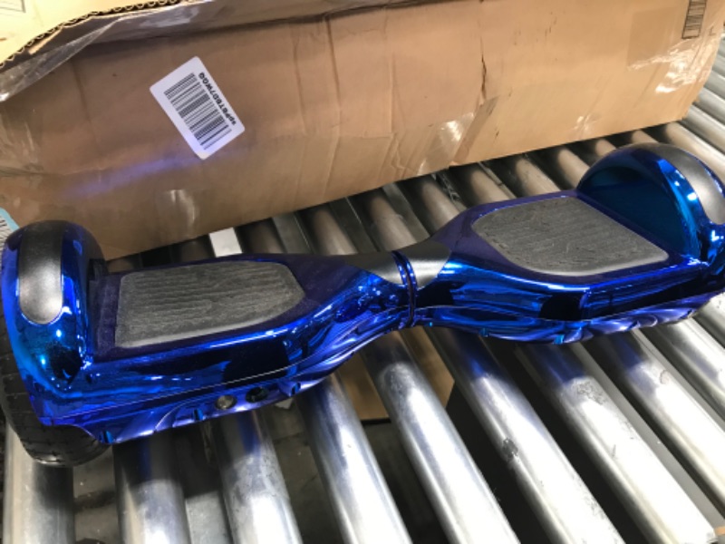 Photo 5 of *PARTS ONLY* *NEEDS PROFESSIONAL REPAIR* TPS Power Sports Electric Hoverboard Self Balancing Scooter for Kids and Adults Hover Board with 6.5" Wheels Built-in Bluetooth Speaker Bright LED Lights UL2272 Certified Chrome Blue