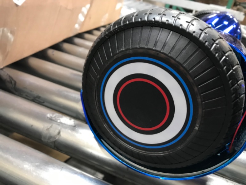 Photo 2 of *PARTS ONLY* *NEEDS PROFESSIONAL REPAIR* TPS Power Sports Electric Hoverboard Self Balancing Scooter for Kids and Adults Hover Board with 6.5" Wheels Built-in Bluetooth Speaker Bright LED Lights UL2272 Certified Chrome Blue