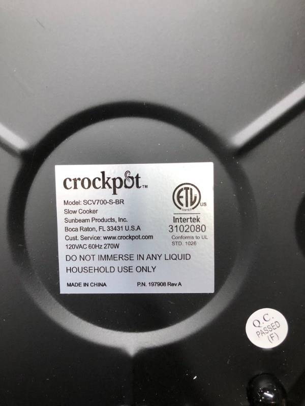 Photo 3 of Crock-Pot 7-Quart Oval Manual Slow Cooker | Stainless Steel (SCV700-S-BR)
