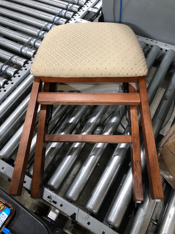 Photo 2 of "ONE OF THE LEGS ON ONE OF THE CHAIRS IS BROKEN" Stakmore Lattice Back Folding Chair Finish, Set of 2, Cherry