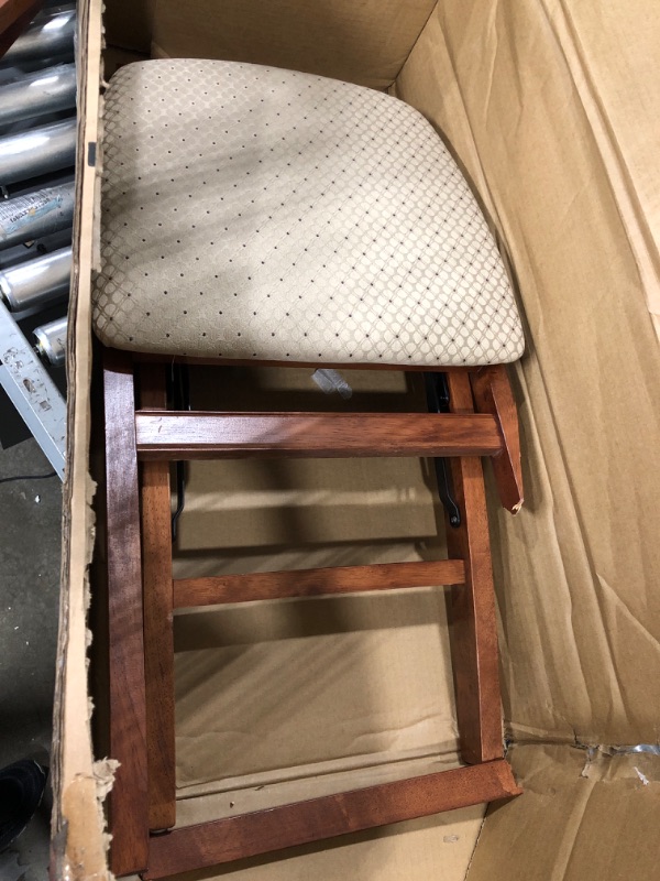 Photo 3 of "ONE OF THE LEGS ON ONE OF THE CHAIRS IS BROKEN" Stakmore Lattice Back Folding Chair Finish, Set of 2, Cherry