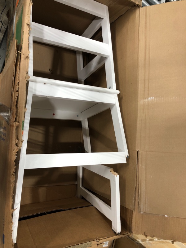 Photo 1 of "DAMAGE ON BOTTOM OF UNIT" SDADI Adjustable Height Kitchen Step Stool,Kids Learning Stool,Mothers' Helper LT05W White