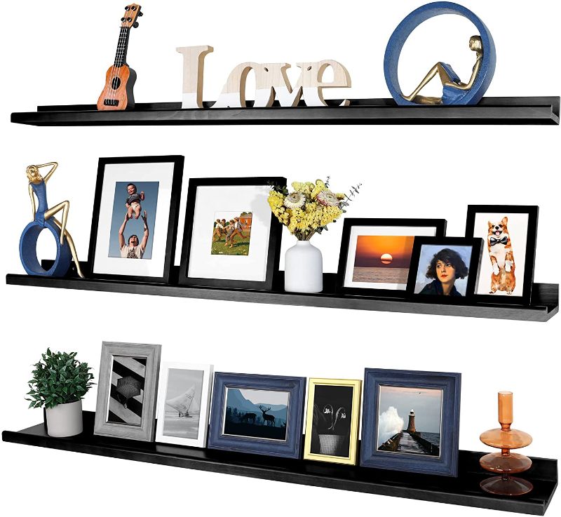 Photo 1 of 
Annecy Floating Shelves Wall Mounted Set of 3, 47 Inch Black Rustic Wood Shelves for Wall, Wall Storage Shelves with Guardrail Design for Bedroom, Bathroom, Kitchen, Office, 3 Different Sizes
Visit the Annecy Store
4.6 out of 5 stars    1,029 ratings
$60