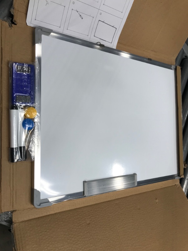 Photo 2 of NEWPUTE Magnetic Dry Erase Board, 24 X 18 Inches, Silver Aluminium Frame, Hanging Whiteboard for Office, Child, Home 18''x24'' Magnetic