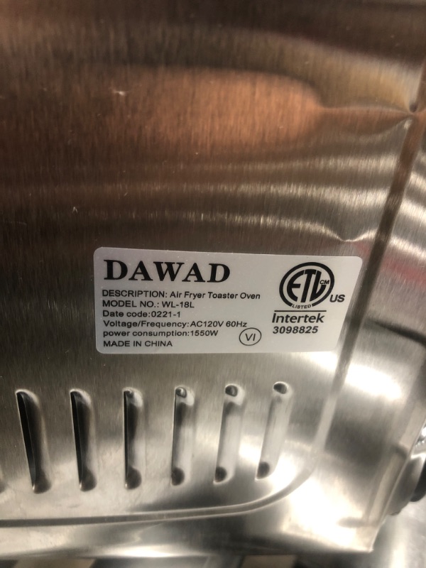 Photo 1 of #Toaster Oven Air Fryer Combo,DAWAD 19QT Countertop Convection Oven for Fries, Pizza, Chicken, Cake, Cookies, 4 Accessories & 33 Original Recipes, Easy Clean, Stainless Steel Silver