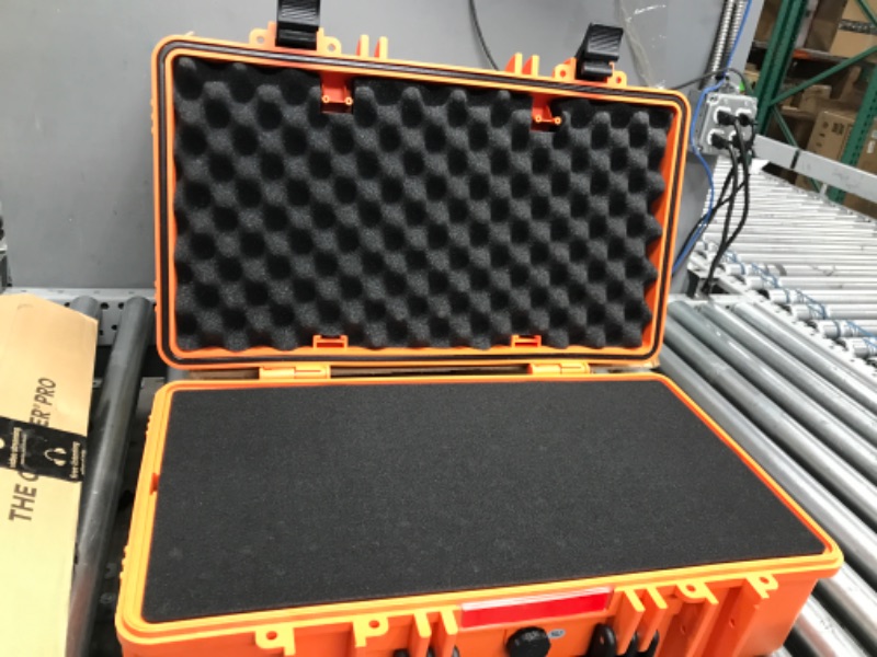 Photo 2 of Monoprice Weatherproof Hard Case - 22in x 14in x 8in, Orange with Customizable Foam, Shockproof, IP67 orange 20.3 Liter Hard Case