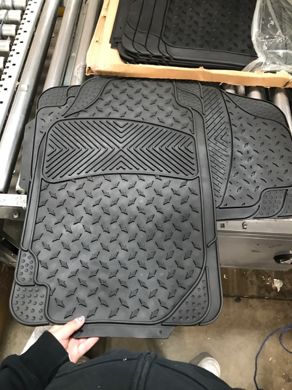 Photo 2 of Automotive Floor Mats Black Climaproof for All Weather Protection Universal Fit Trim to Fit for Most Cars, SUVs, and Trucks, 3 Row 4pc Full Set FH Group F11307BLACK-3ROW Black- 3 Row