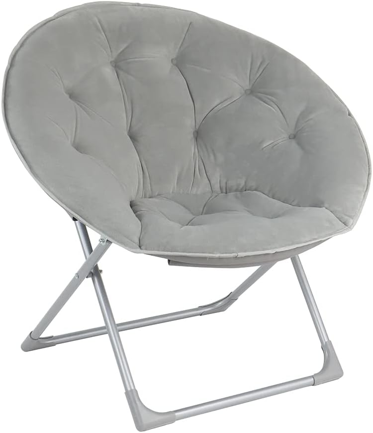 Photo 1 of Amazon Basics Faux Fur Saucer Chair with Foldable Metal Frame, Grey
