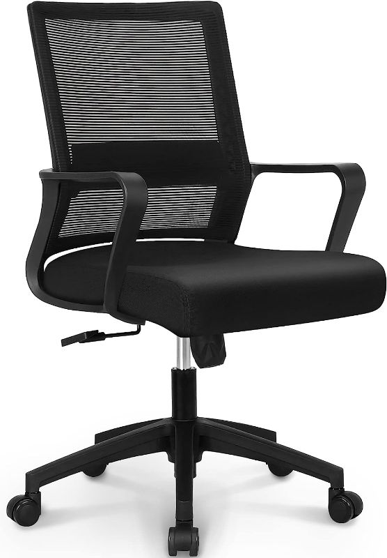 Photo 1 of Stock photo used for reference only **** neo chair Office Swivel Desk Ergonomic mesh Adjustable Lumbar Support Computer Task Back armrest Home Rolling Women Adults Men Chairs Height Comfortable Gaming Guest Reception (Black)
