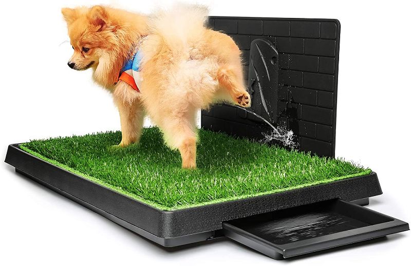 Photo 1 of 
Hompet Dog Grass Pad with Tray Large, Puppy Turf Potty Reusable Training Pads with Pee Baffle, Artificial Grass