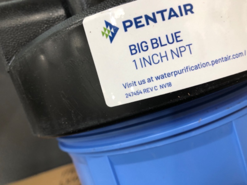 Photo 3 of Pentair Pentek 150233 Big Blue Filter Housing, 1" NPT 20-Inch, Black/Blue Blue 1" NPT Pressure Relief LARGE FILTER 