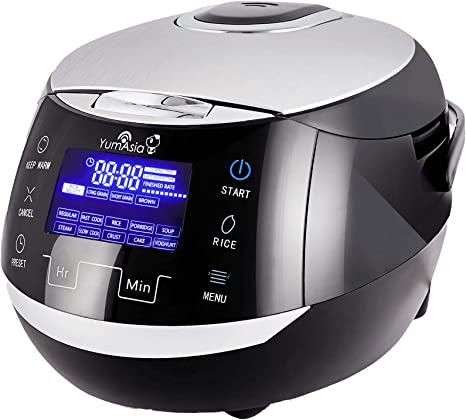 Photo 1 of Yum Asia Sakura Rice Cooker with Ceramic Bowl and Advanced Fuzzy Logic (8 Cup, 1.5 Litre) 6 Rice Cook Functions, 6 Multicook Functions, Motouch LED Display, 120V Power (Black and Silver)