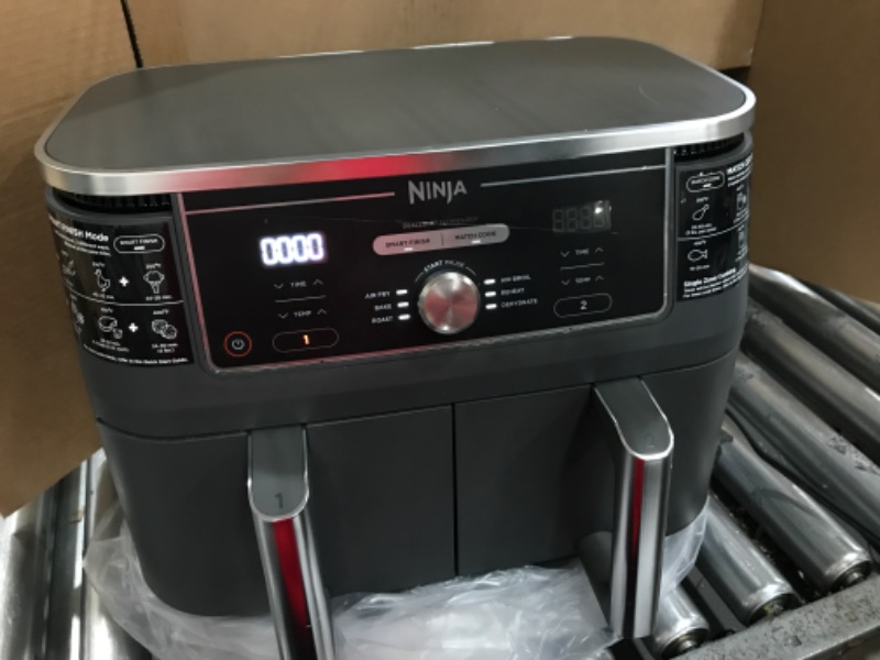 Photo 2 of ***TESTED/ TURNS ON** Ninja DZ401 Foodi 10 Quart 6-in-1 DualZone XL 2-Basket Air Fryer with 2 Independent Frying Baskets, Match Cook & Smart Finish to Roast, Broil, Dehydrate & More for Quick, Easy Family-Sized Meals, Grey