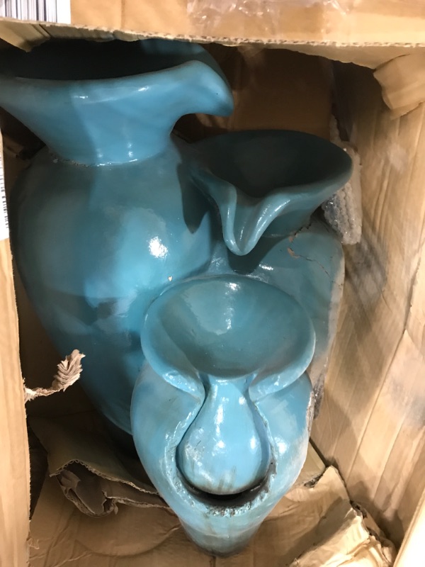 Photo 5 of Alpine Corporation DIG246TUR Alpine 21" Tall Turquoise Pot Decoration Fountain
