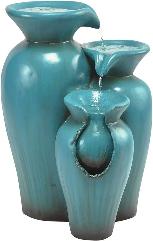 Photo 1 of Alpine Corporation DIG246TUR Alpine 21" Tall Turquoise Pot Decoration Fountain
