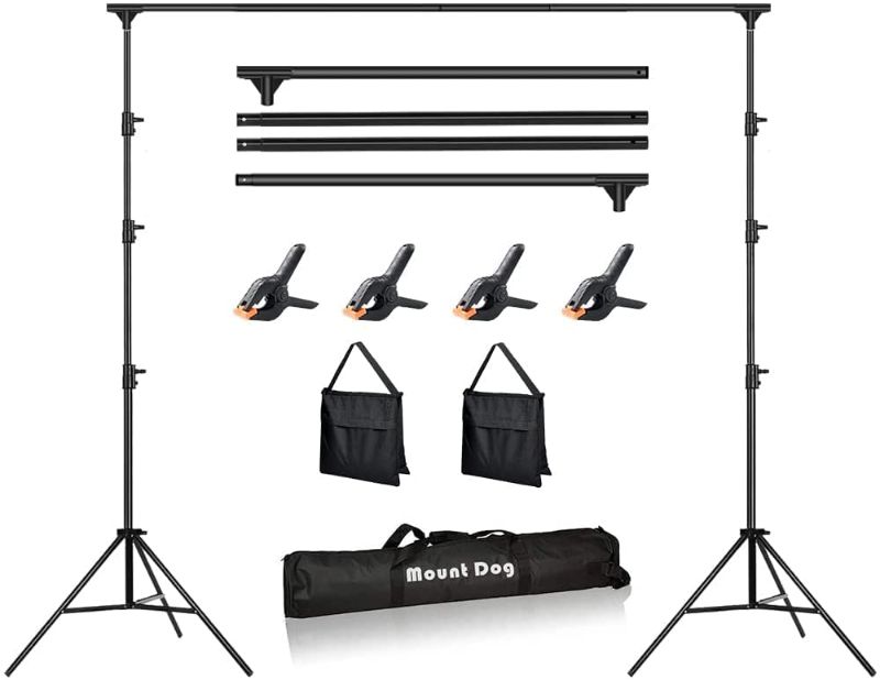 Photo 1 of 10 x 10Ft Photo Video Studio, MOUNTDOG Heavy Duty Adjustable Backdrop Stand Background Support System Kit with Carry Bag