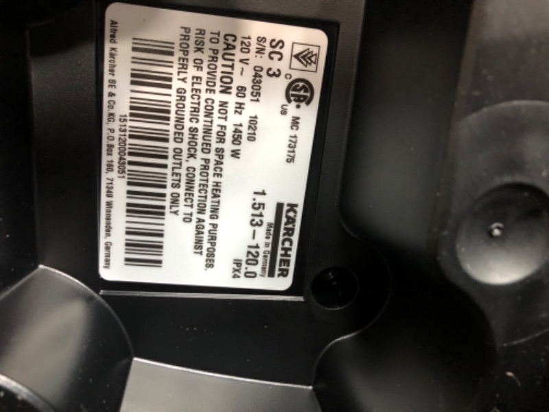 Photo 1 of Karcher SC 3 Portable Multi-Purpose Steam Cleaner with Hand & Floor Attachments for Grout, Tile, Hard Floors, Appliances & More – Chemical-Free, Rapid 40 Second Heat-Up, Continuous Steam Canister Steam Cleaner