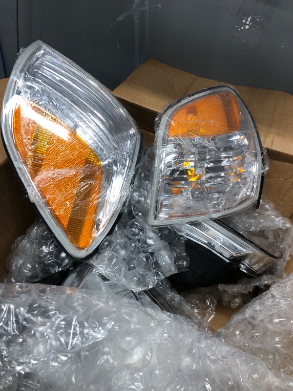 Photo 2 of AUTOSAVER88 Headlight Assembly Compatible with 2005-2006 Tundra Double/Crew Cab 2005-2007 Sequoia Chrome Housing Clear Lens(Not suitable for Regular Cab and Assess Cab) Chrome Housing Amber Reflector