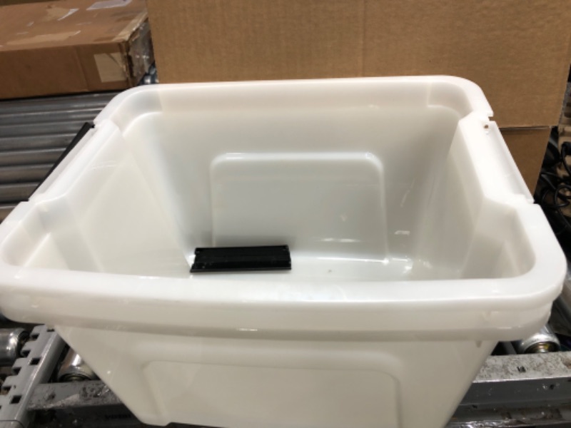 Photo 2 of ** MINOR DAMAGE** IRIS USA 19 Qt. Plastic Storage Bin Tote Organizing Container with Durable Lid and Secure Latching Buckles, 6 Pack, Stackable and Nestable, Pearl with Black Buckle c) 19 Qt. - 6 Pack