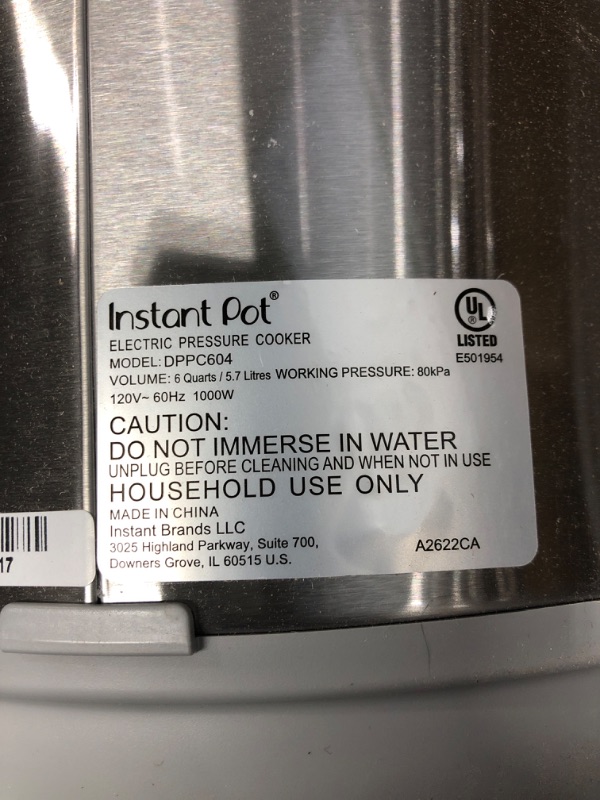 Photo 5 of ***MISSING CORD***Instant Pot Duo Plus, 6-Quart Whisper Quiet 9-in-1 Electric Pressure Cooker, Slow Cooker, Rice Cooker, Steamer, Sauté, Yogurt Maker, Warmer & Sterilizer, Free App with 1900+ Recipes, Stainless Steel 6QT Duo Plus