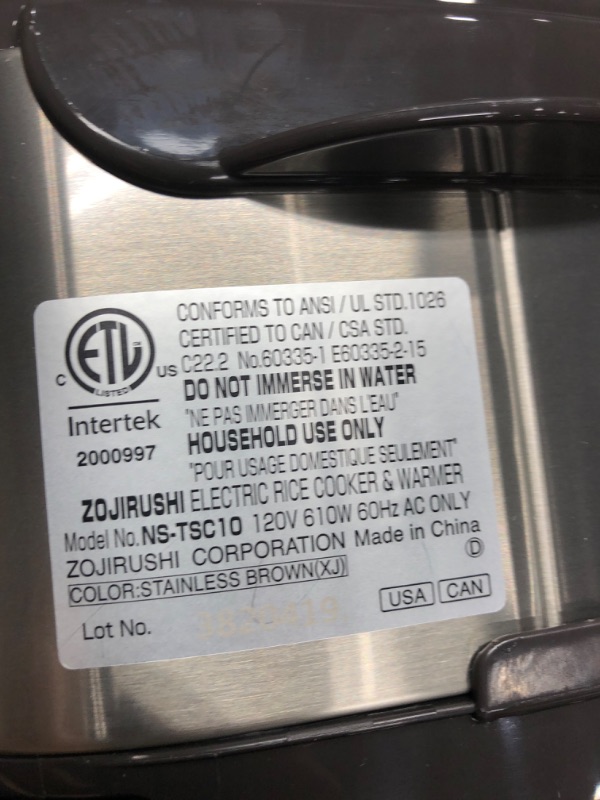 Photo 2 of ***MISSING CORD***Zojirushi NS-TSC10 5-1/2-Cup (Uncooked) Micom Rice Cooker and Warmer, 1.0-Liter 5.5 cups Rice Cooker