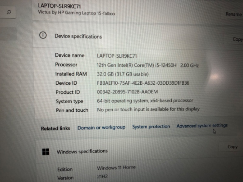 Photo 8 of **TESTED** 2022 HP Victus 15.6" 144Hz Gaming Laptop, Intel 12th Core i5-12450H, 8GB RAM, 512GB PCIe SSD, NVIDIA GeForce RTX 1650 Graphics 4GB, Backlit Keyboard, Windows 11 Pro, Mica Silver, 32GB USB Card
