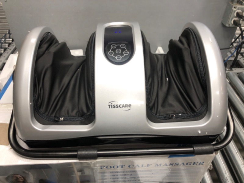 Photo 2 of **TESTED** TISSCARE Shiatsu Massage Foot Massager Machine - Improves Blood Flow Circulation, Deep Kneading & Tissue with Heat /Remote, Neuropathy, Plantar Fasciitis, Diabetics, Pain Relief Silver Gray