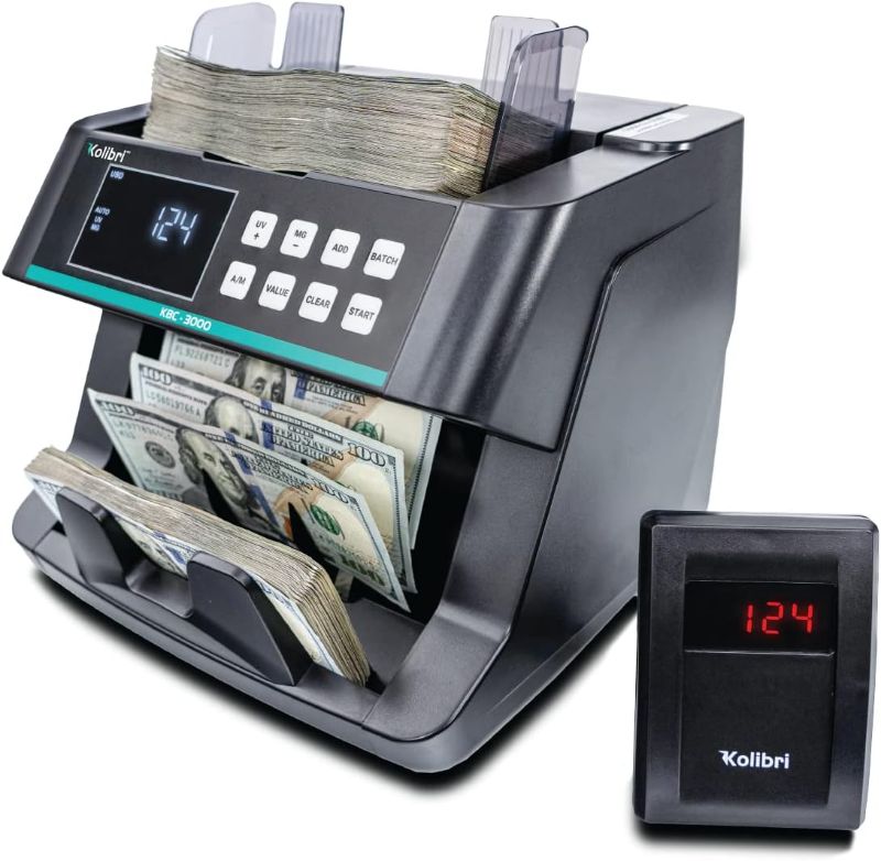 Photo 1 of Kolibri KBC-3000 Money Counter with UV/IR Counterfeit Detection – Top Loading Bill Counting Machine w/ValuCount™, Add and Batch Modes – Fast Counting Speed 1,200 Notes/Min
