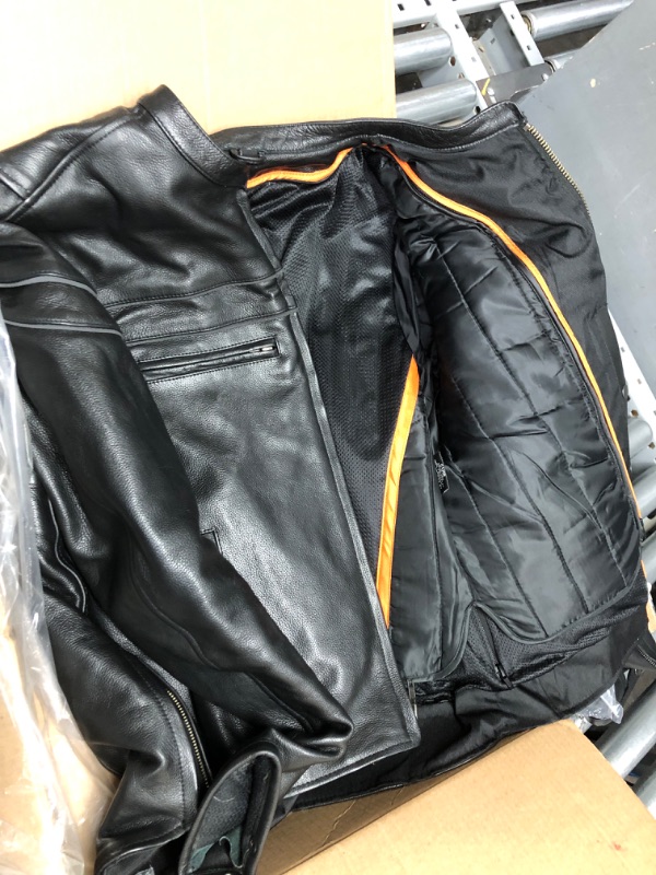 Photo 2 of Milwaukee Leather LKM1725 Men's Black Sporty Crossover Scooter Style Leather Motorcycle Jacket w/Reflective Piping
SIZE: M