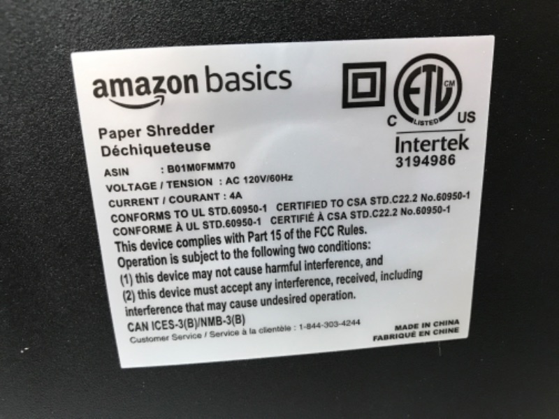 Photo 2 of Amazon Basics 15-Sheet Cross-Cut Paper, CD Credit Card Office Shredder 15 Sheet - original model Shredder