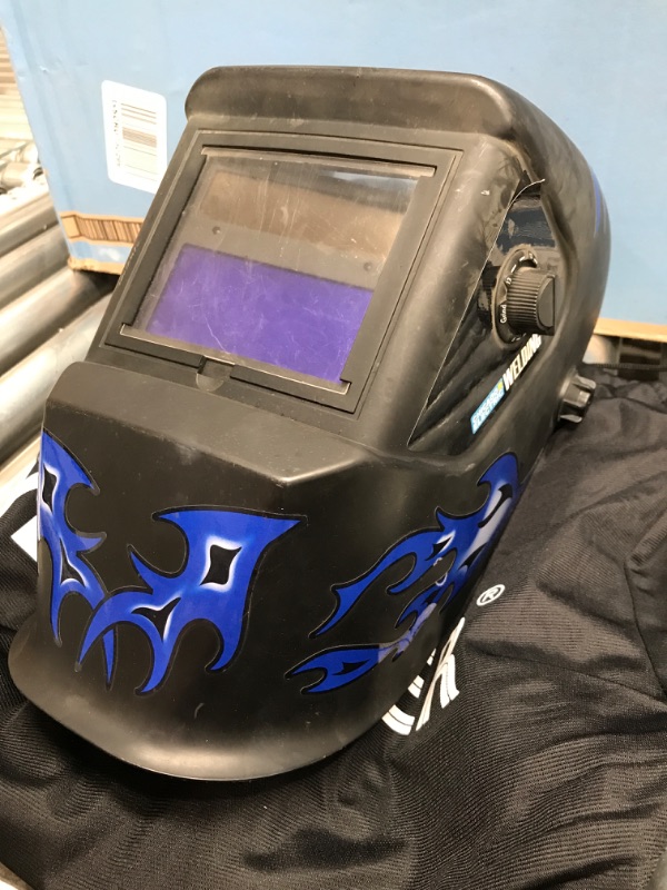 Photo 3 of **MINOR DAMAGE TO LENS** YESWELDER Large Viewing Flip Up Design Auto Darkening Welding Helmet with Side View, True Color 4 Arc Sensor Welder Mask with Digital Welding Lens LYG-0V-900B