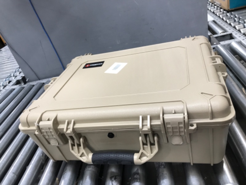 Photo 2 of **MISSING FOAM**
Condition 1 20" Medium Waterproof Protective Hard Case with Foam - 20" x 17" x 8" #253 Watertight IP67 (Tan)
