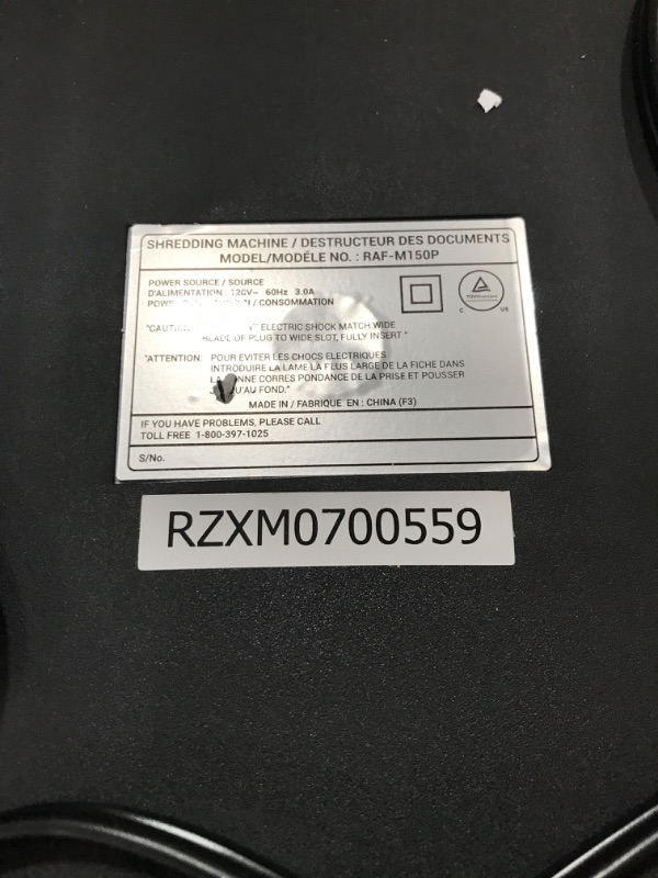 Photo 1 of Royal Sovereign 150 Sheet Auto-Feed, Micro-Cut Shredder, (RAF-M150P)