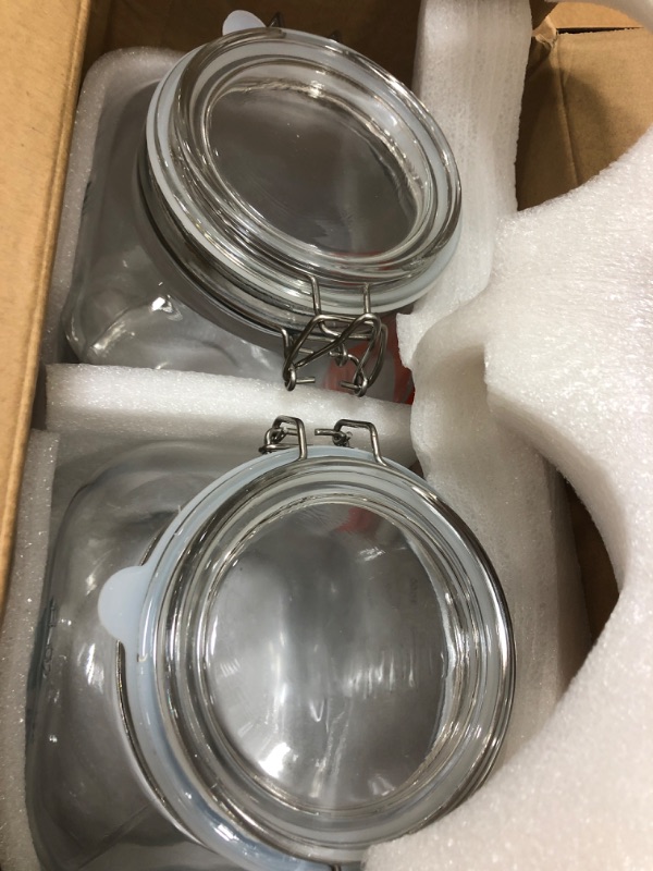 Photo 1 of [UPGRADE] 2 Pack Square Super Wide Mouth Airtight Glass Storage Jars with Lids, 1.1 Gallon Glass Jars with 2 Measurement Marks, Canning Jars with Leak-proof Lid for Kitchen(Extra Label, Pen and Gasket)