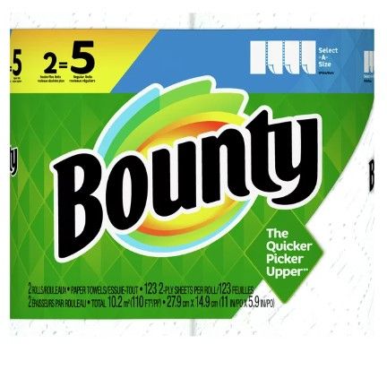 Photo 1 of 2pcks of Bounty Select-A-Size Paper Towels, White, 2 Double Plus Rolls = 5 Regular Rolls
