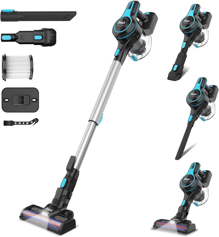 Photo 1 of **ONLY VACUUM** INSE Cordless Vacuum Cleaner, 6-in-1 Rechargeable Stick Vacuum with 2200 m-A-h Battery, Powerful Lightweight Vacuum Cleaner, Up to 45 Mins Runtime, for Home Hard Floor Carpet Pet Hair-N5S Black
