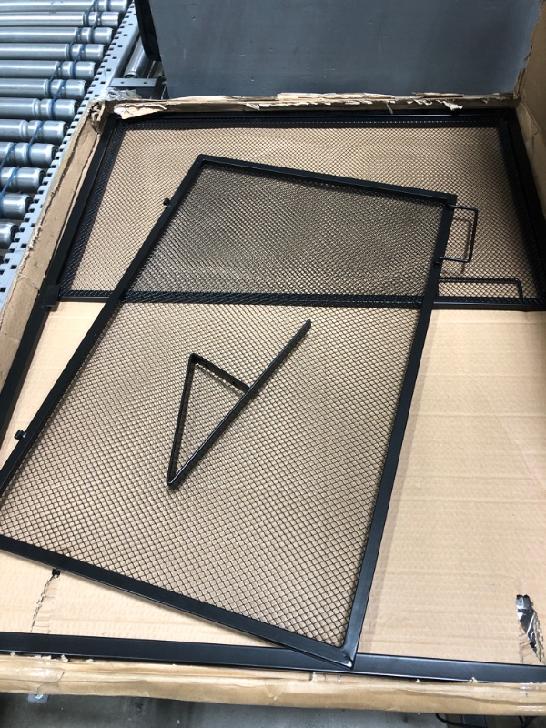 Photo 2 of ***PARTS ONLY*** ARTETHYS Upgrade Fireplace Screen with 2 Magnetic Wrought Iron Mesh Doors - 38 x 31 in Free Standing Spark Guard Fireplace Cover/ Grate - Black